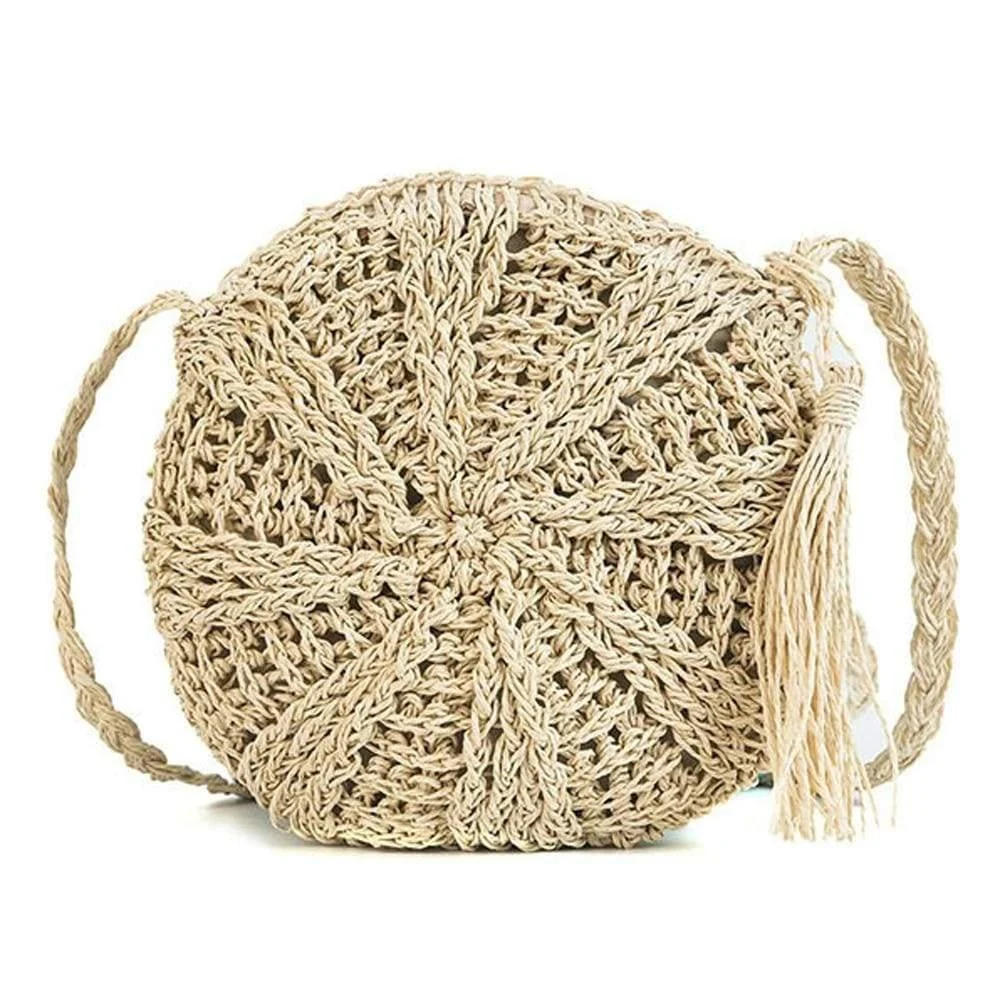 Rattan Woven Crossbody Circle Bag - Glova