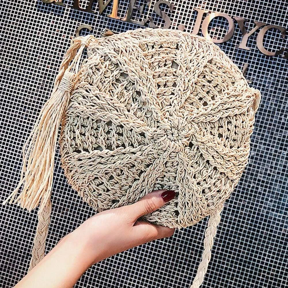 Rattan Woven Crossbody Circle Bag - Glova