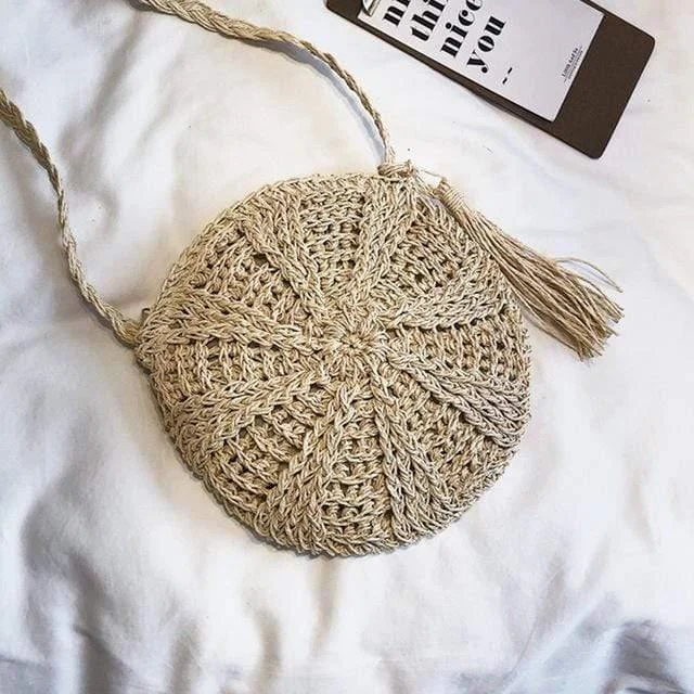 Rattan Woven Crossbody Circle Bag - Glova