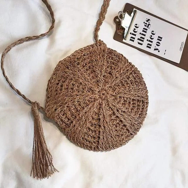 Rattan Woven Crossbody Circle Bag - Glova