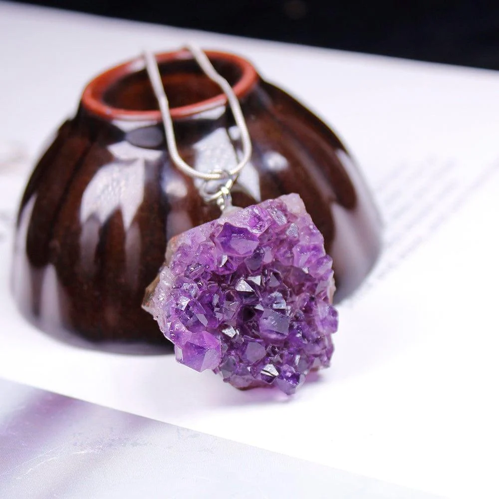 Raw Amethyst Cluster Necklace - Glova