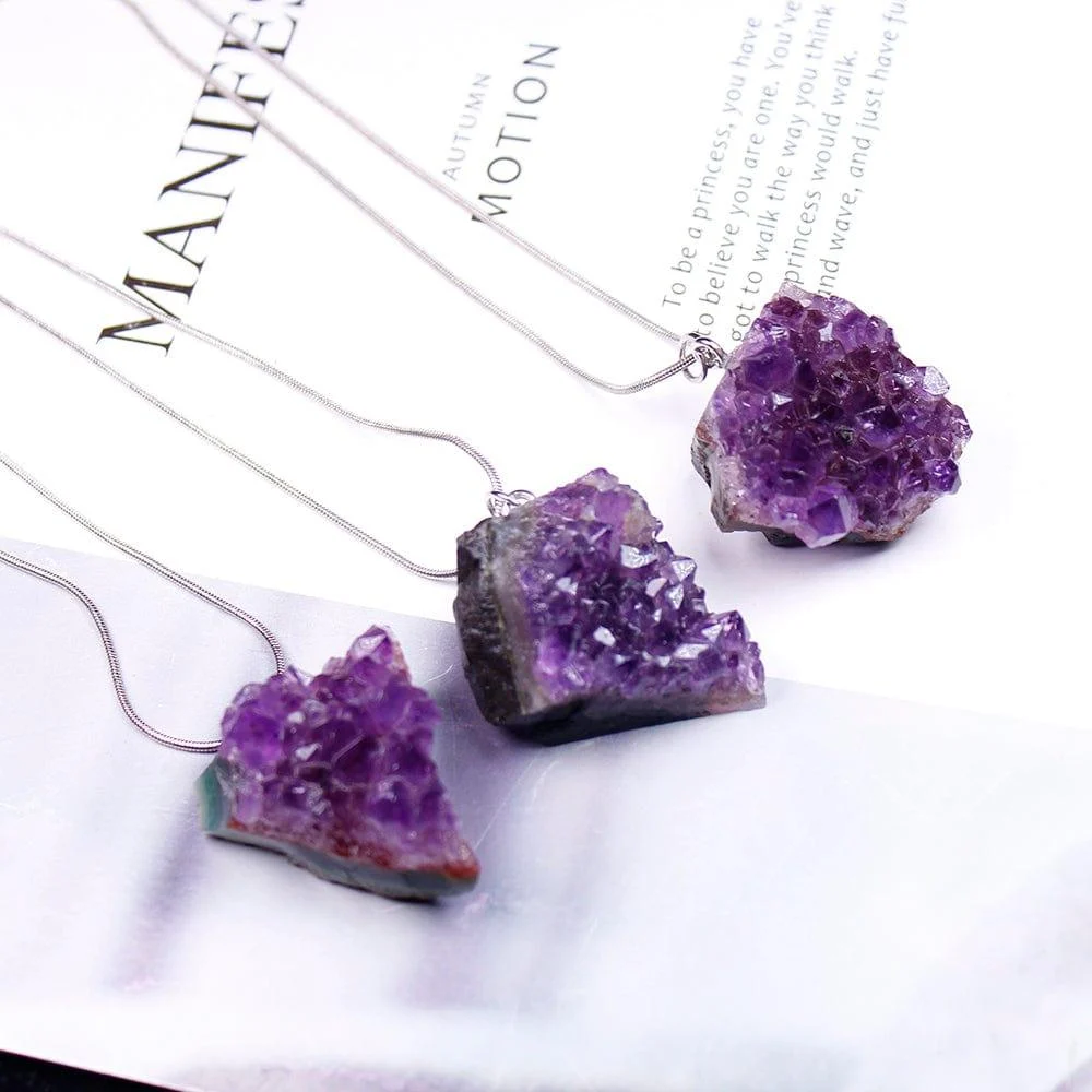 Raw Amethyst Cluster Necklace - Glova