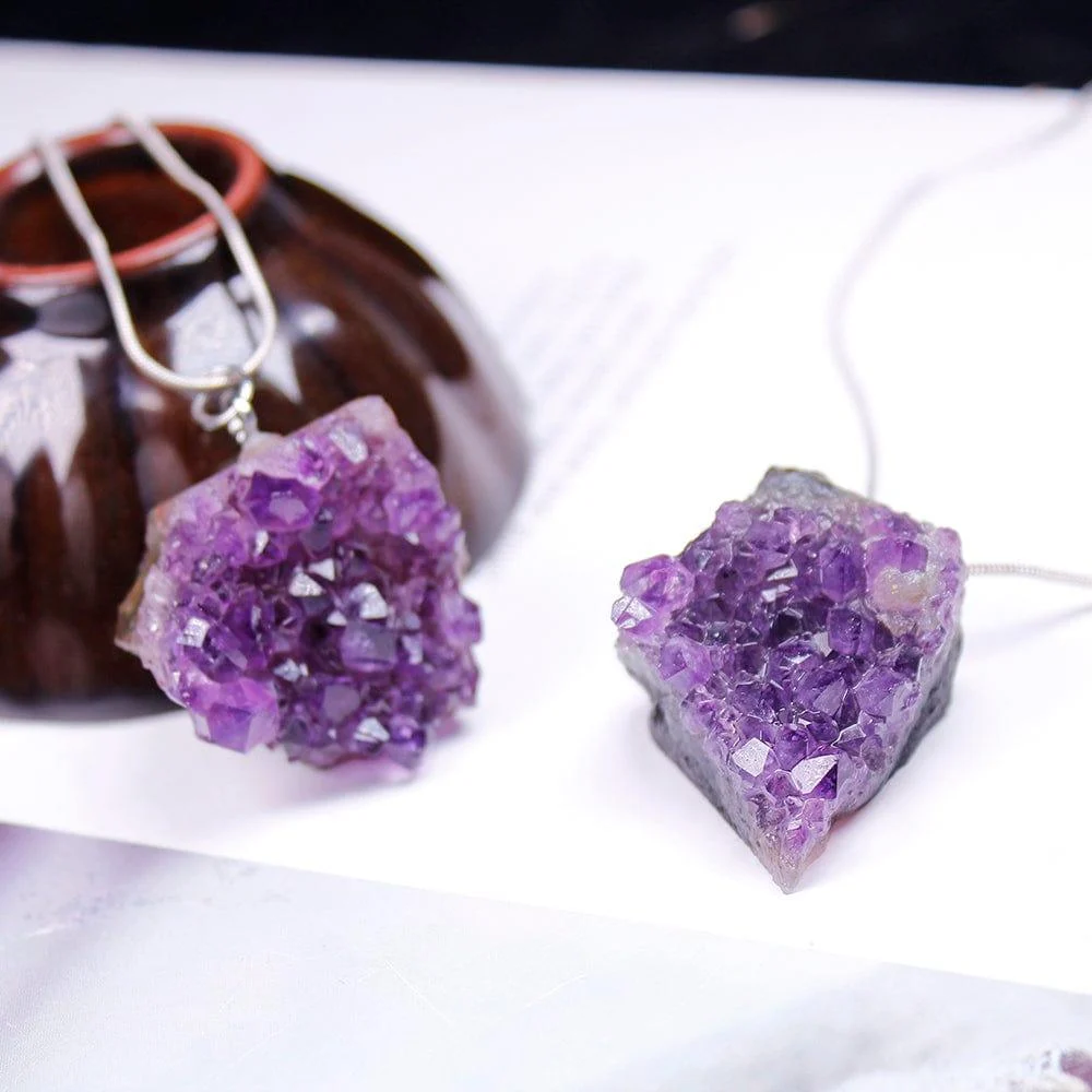 Raw Amethyst Cluster Necklace - Glova