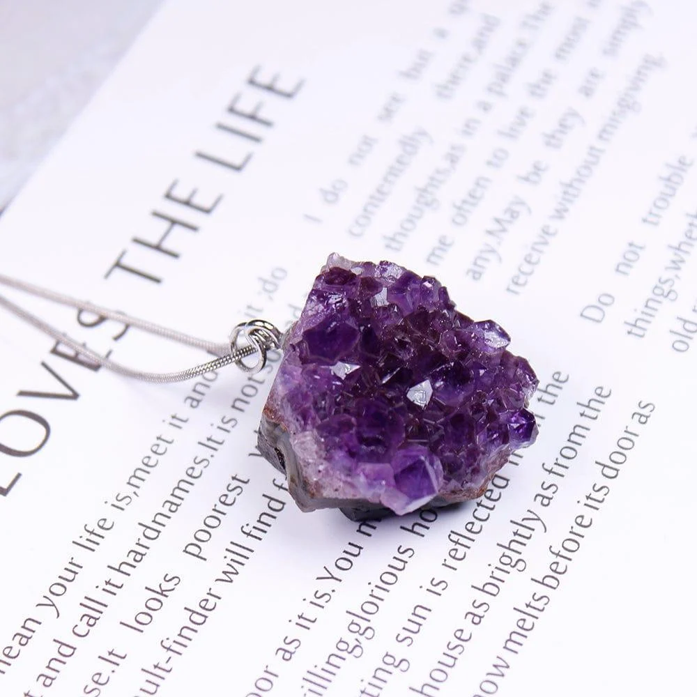 Raw Amethyst Cluster Necklace - Glova