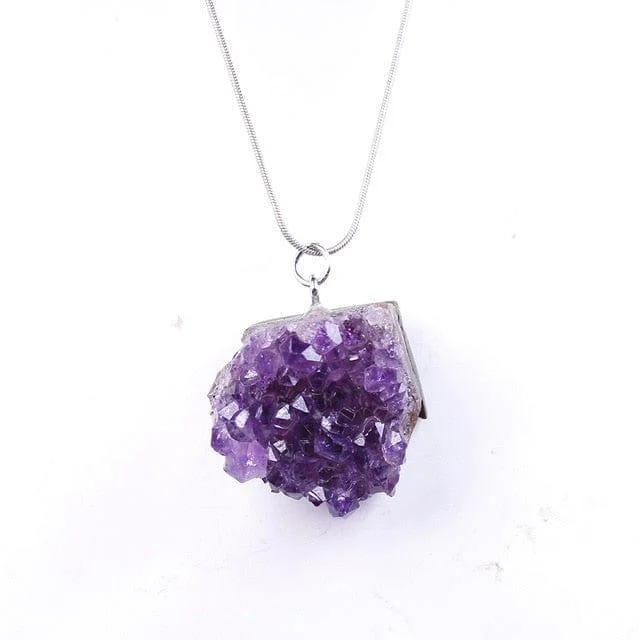 Raw Amethyst Cluster Necklace - Glova