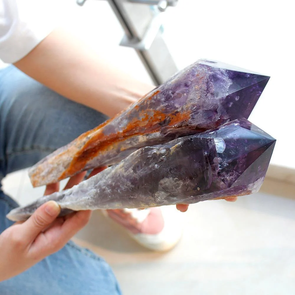 Raw Natural Amethyst Quartz Cluster Rod - Glova