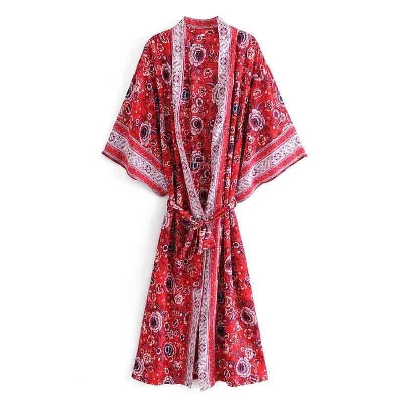 Red Roses Kimono Robe - Glova