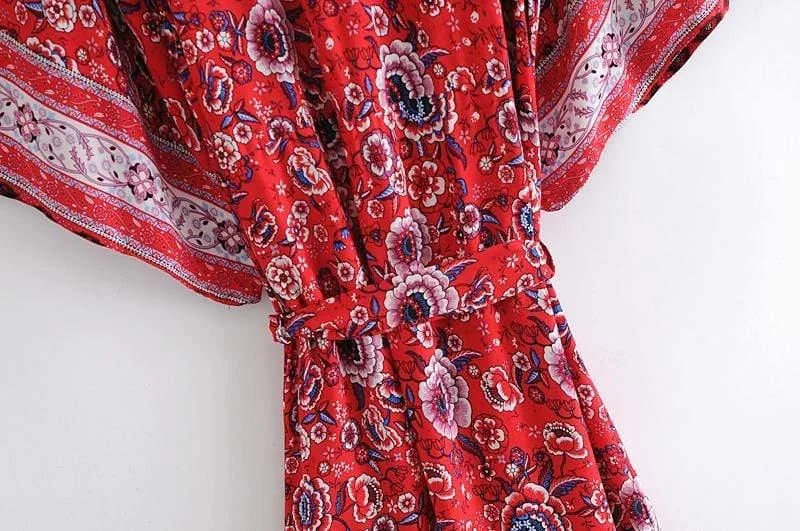 Red Roses Kimono Robe - Glova