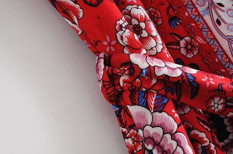 Red Roses Kimono Robe - Glova