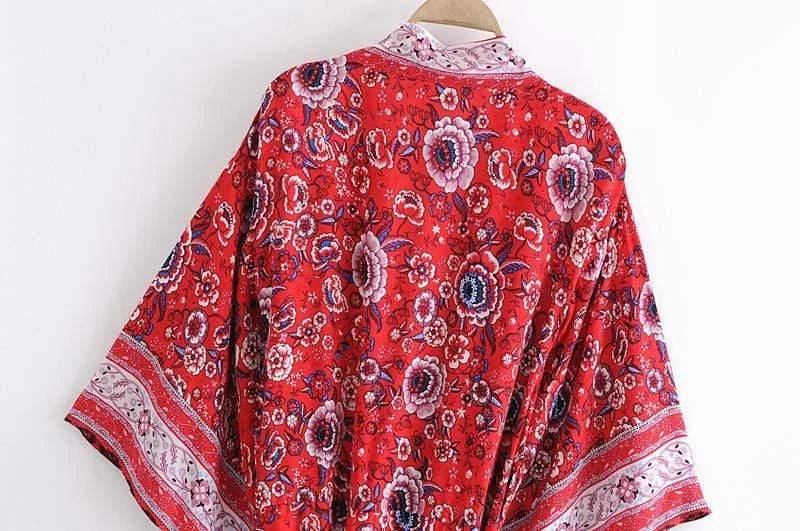 Red Roses Kimono Robe - Glova