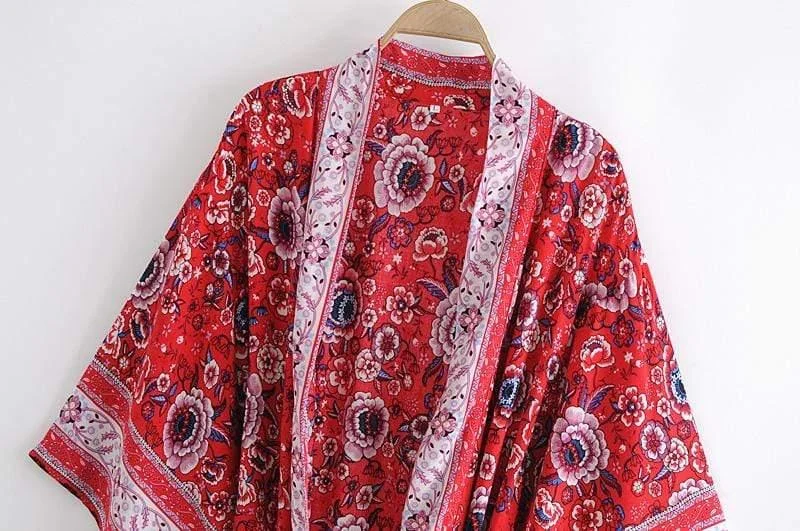 Red Roses Kimono Robe - Glova