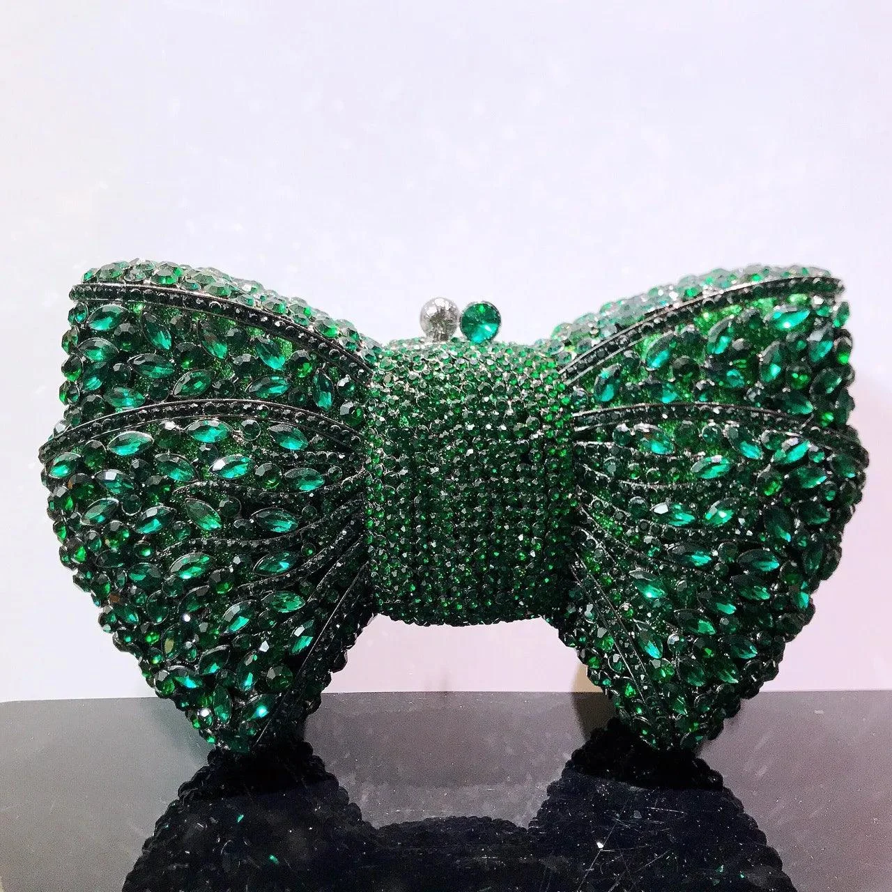 Rhinestone Bow Stones Women Evening Clutches - Glova