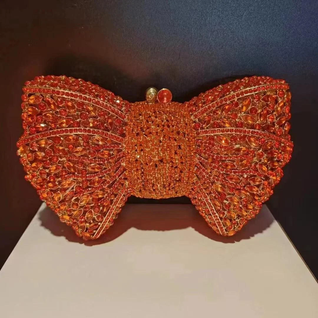 Rhinestone Bow Stones Women Evening Clutches - Glova