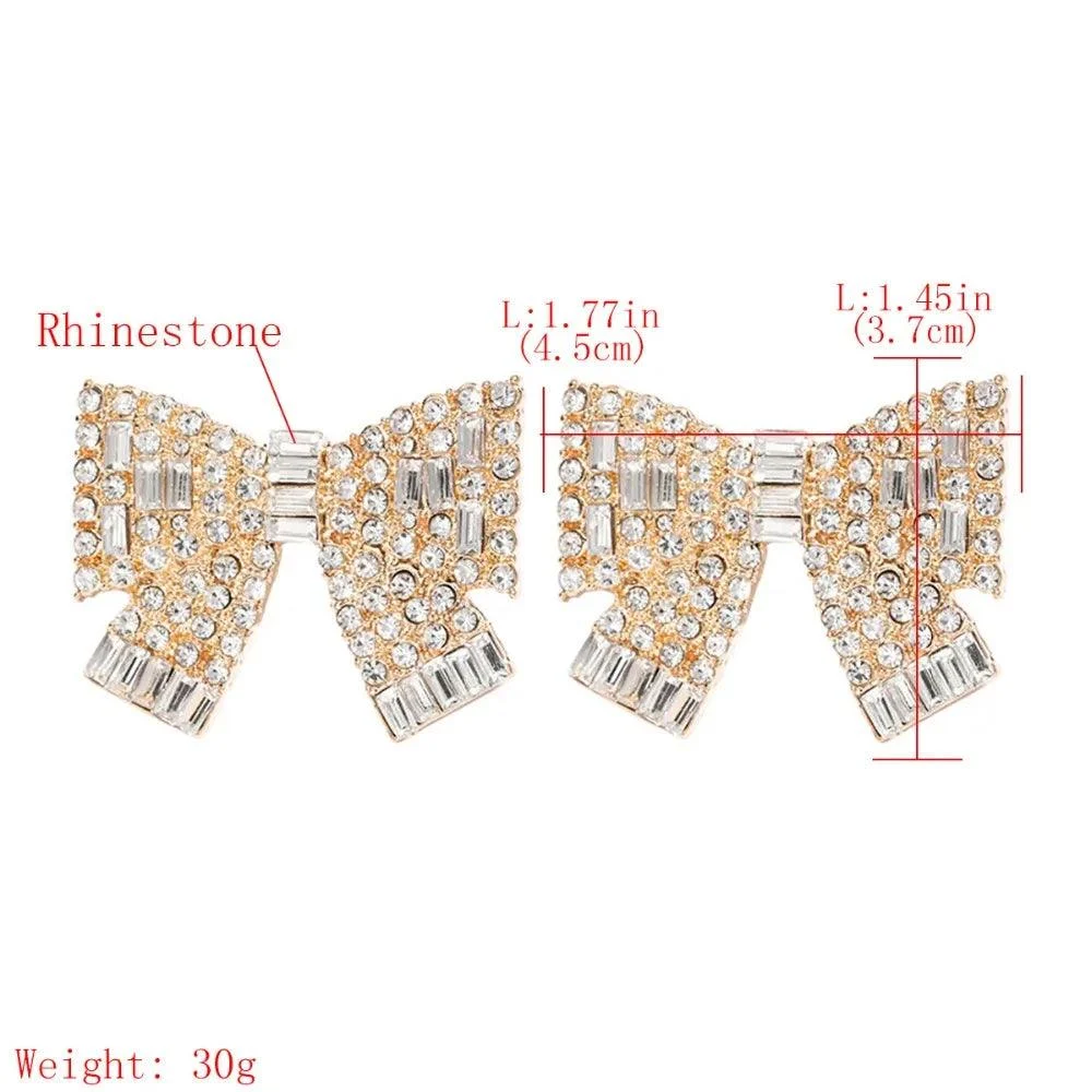 Rhinestone Bowknot Stud Earrings - Glova