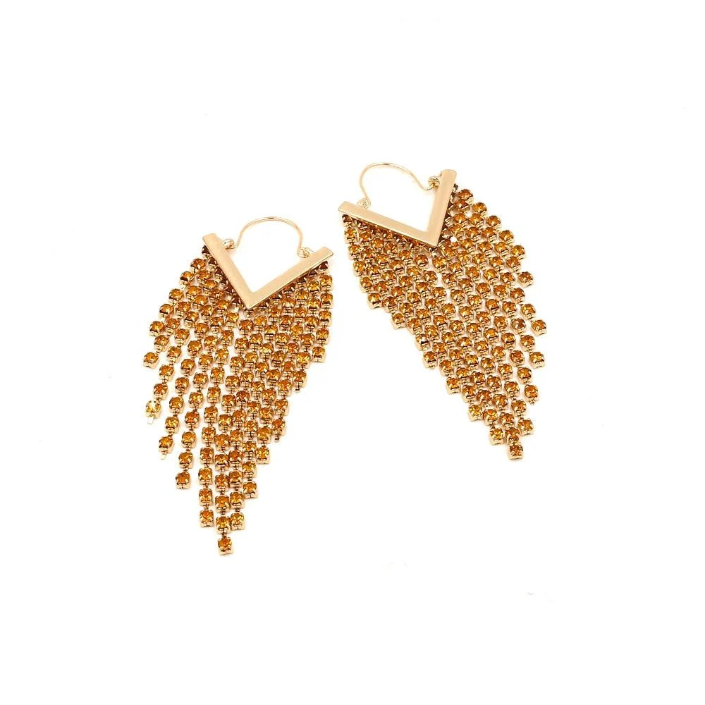 Rhinestone Cascade Tassel Hoop Earrings - 4 Colors - Glova