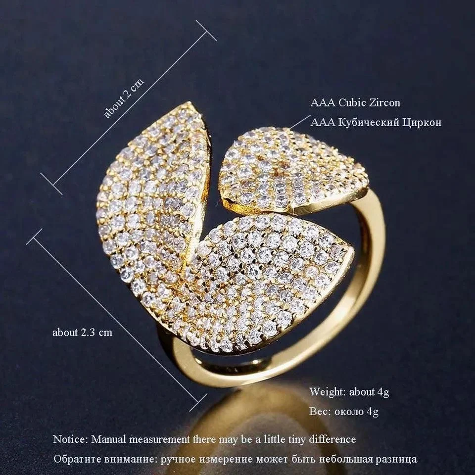 Rhinestone Flower Leaf Cocktail Rings - Glova