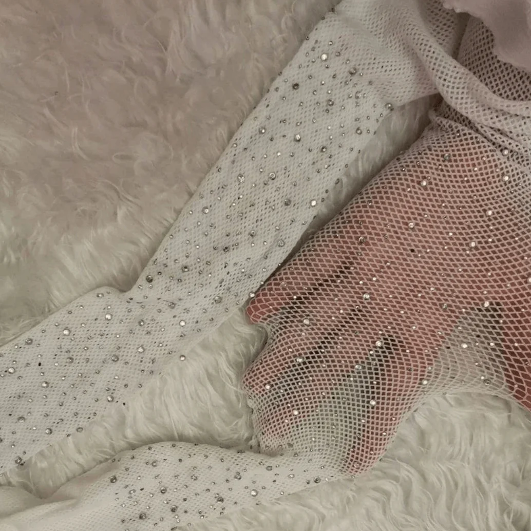 Rhinestone Sequin Fishnet Mesh Pantyhose Stockings - Glova