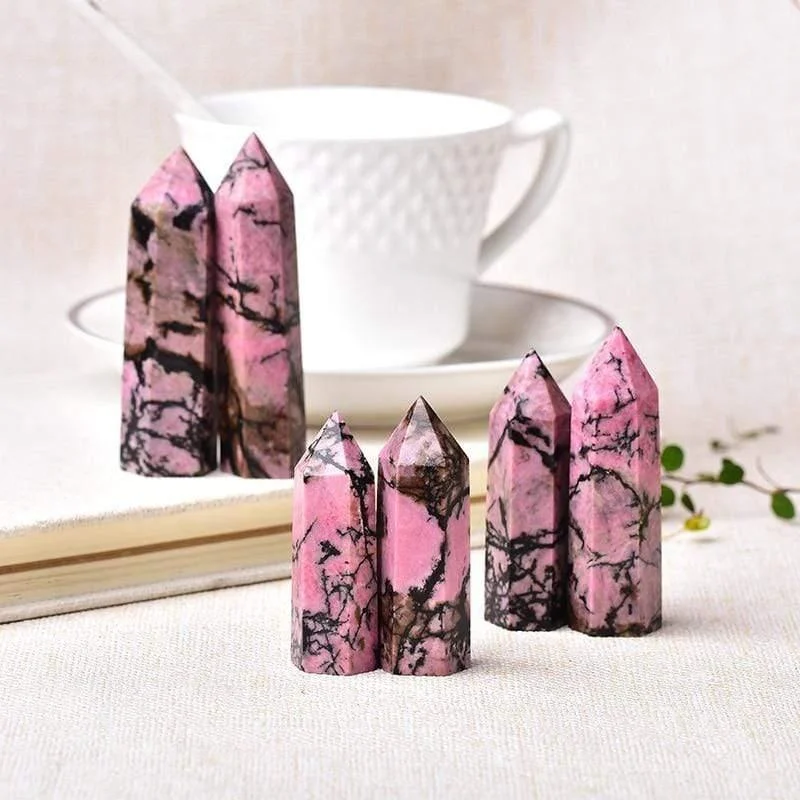 Rhodonite Crystal Point Tower - Glova