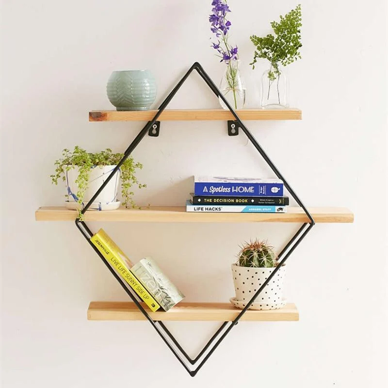 Rhomboid Wooden Wall Shelf - Glova