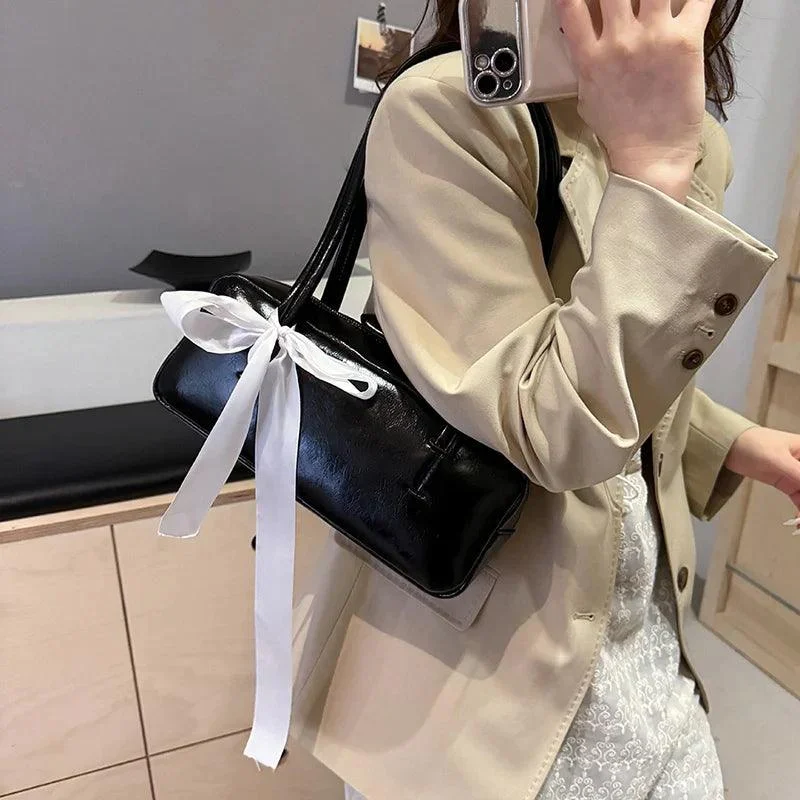 Ribbon Design Small PU Underarm Bag Ladies Handbags - Glova