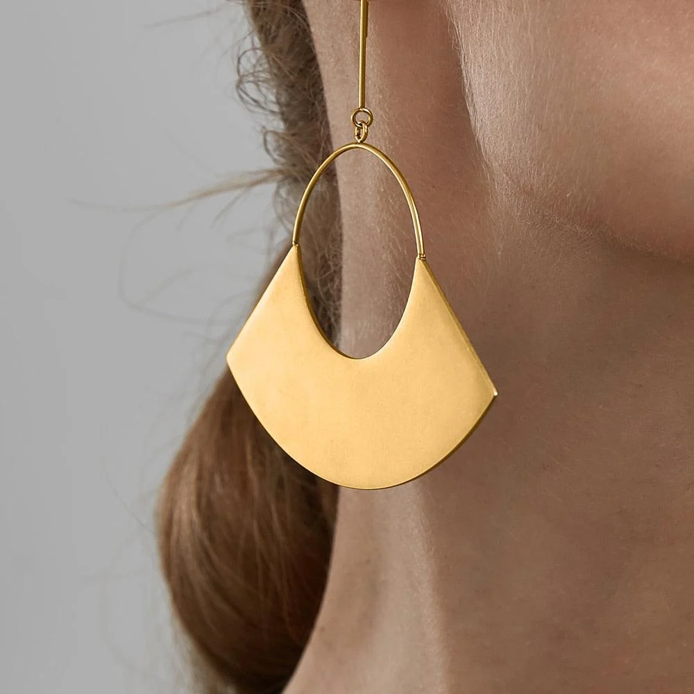 Rioja Matte Gold Fan Earrings - Glova