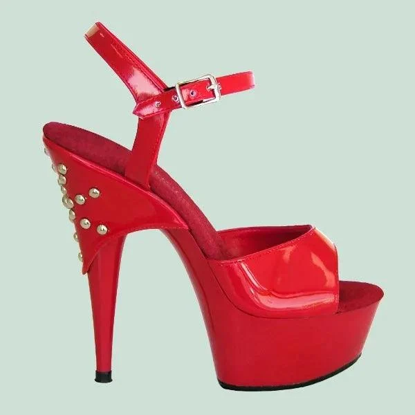 Rivet Stiletto Striptease Banquet Party Queen High Heels Sandals - Glova