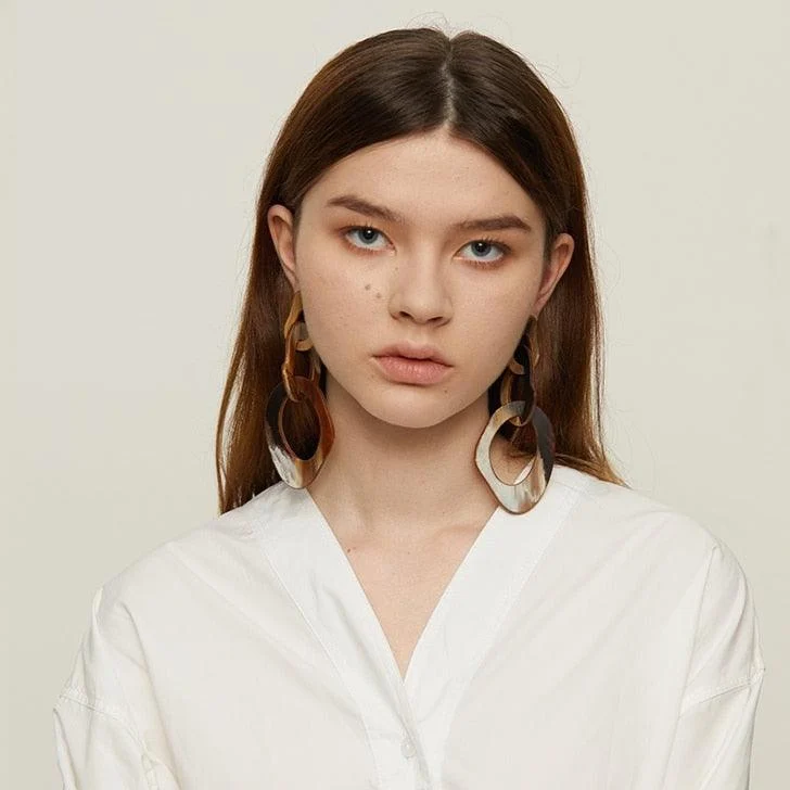 Roma Marble Acetate Chain Link Earrings - Glova