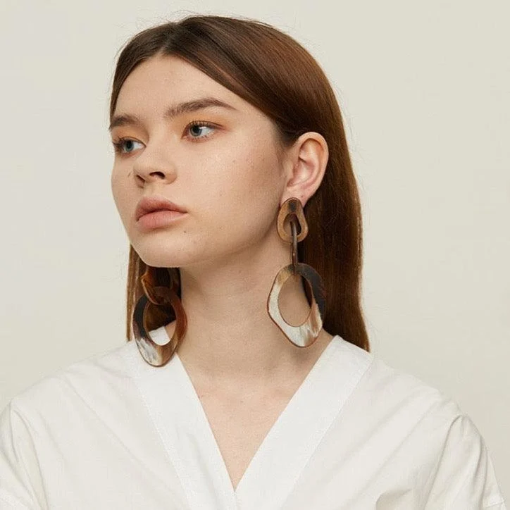 Roma Marble Acetate Chain Link Earrings - Glova