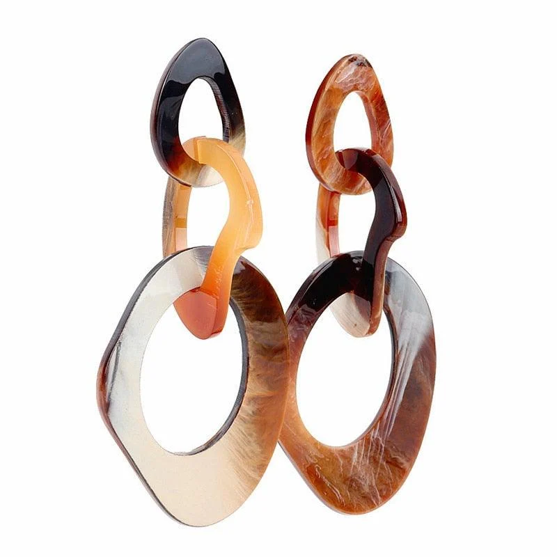 Roma Marble Acetate Chain Link Earrings - Glova