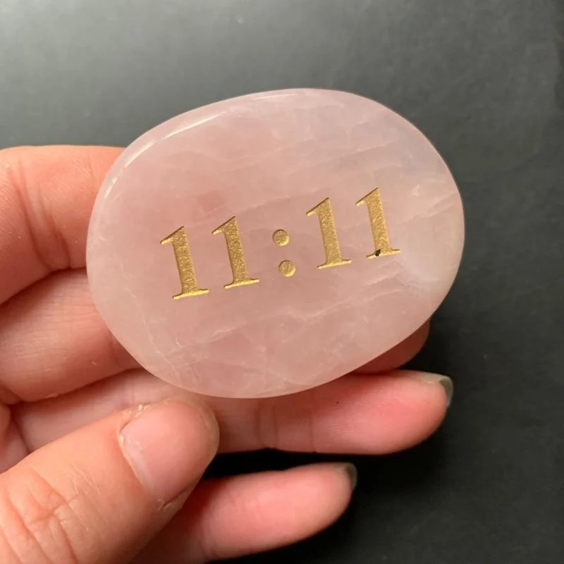 ROSE QUARTZ PALM STONE - 11:11 NUMEROLOGY LUCK STONE - Glova