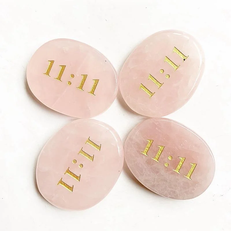 ROSE QUARTZ PALM STONE - 11:11 NUMEROLOGY LUCK STONE - Glova