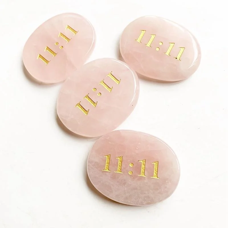 ROSE QUARTZ PALM STONE - 11:11 NUMEROLOGY LUCK STONE - Glova