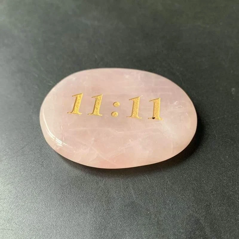 ROSE QUARTZ PALM STONE - 11:11 NUMEROLOGY LUCK STONE - Glova