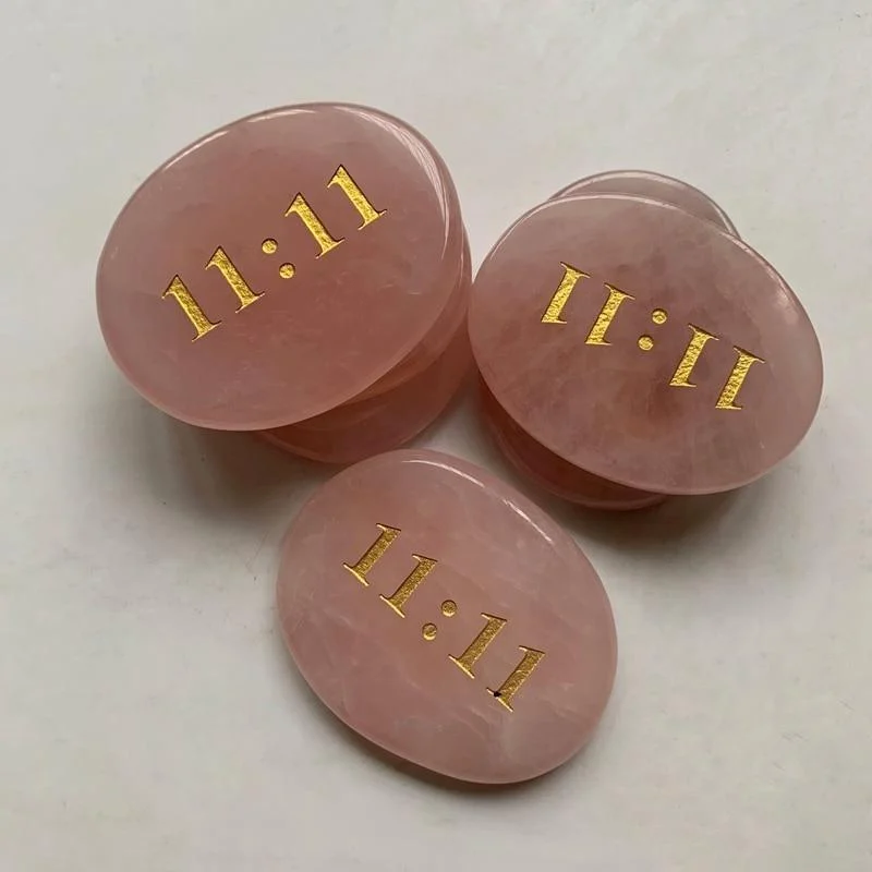 ROSE QUARTZ PALM STONE - 11:11 NUMEROLOGY LUCK STONE - Glova