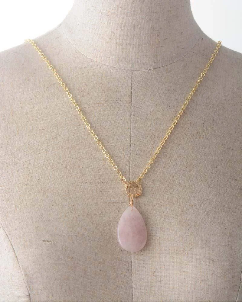 Rose Quartz Teardrop Pendant - Glova