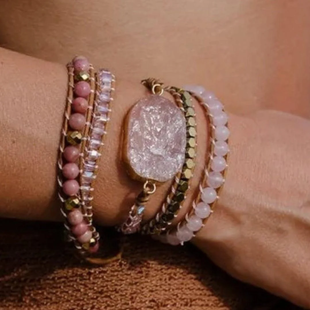 Rose Quartz Wrap Bracelet - Glova