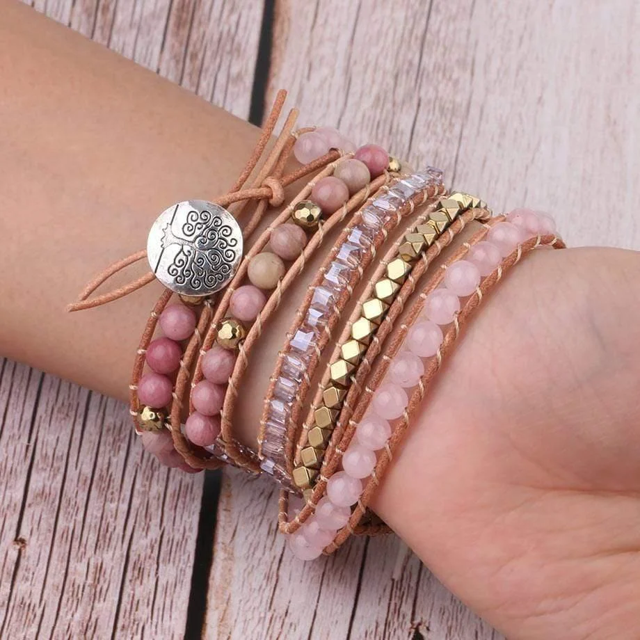 Rose Quartz Wrap Bracelet - Glova