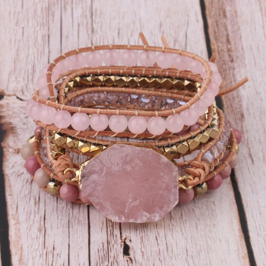 Rose Quartz Wrap Bracelet - Glova