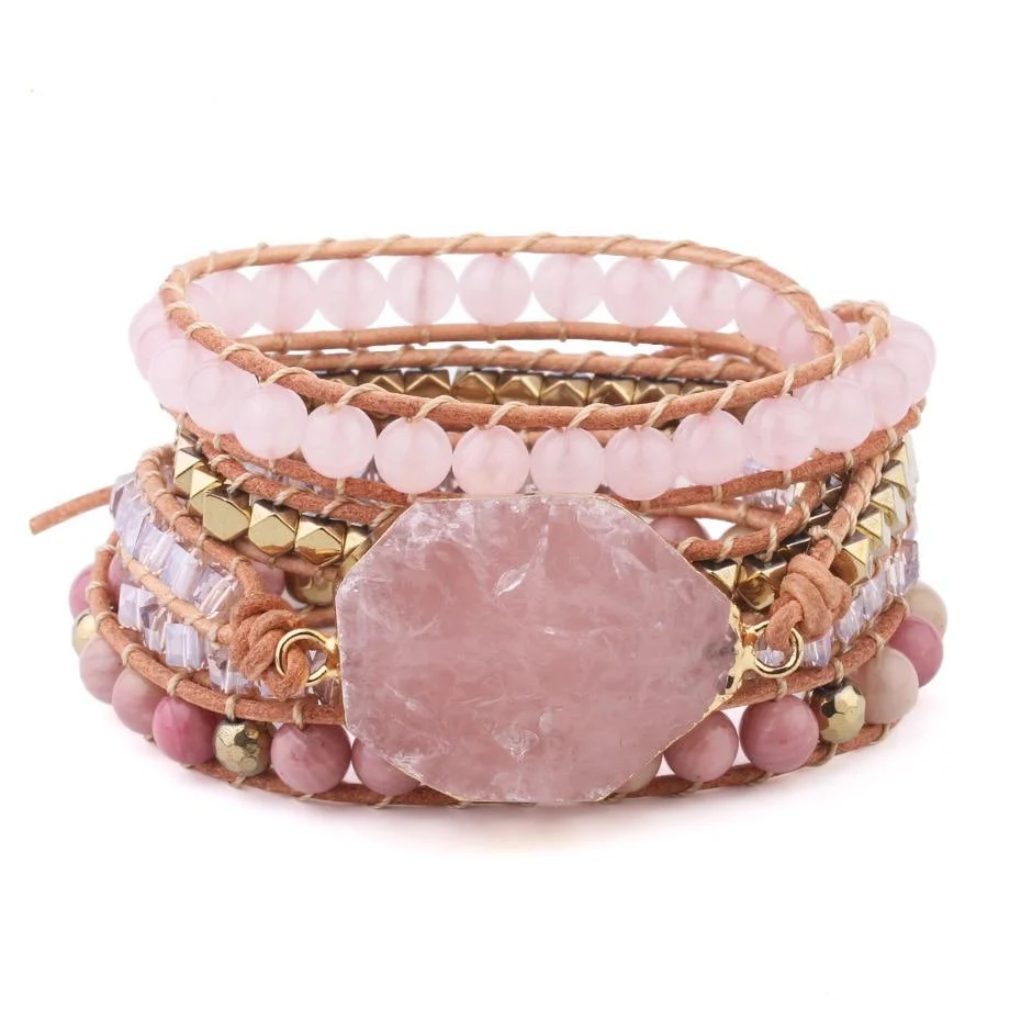 Rose Quartz Wrap Bracelet - Glova