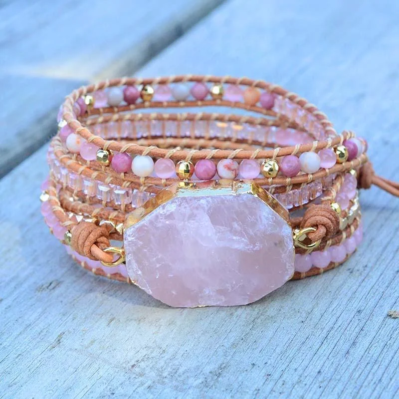 Rose Quartz Wrap Bracelet - Glova