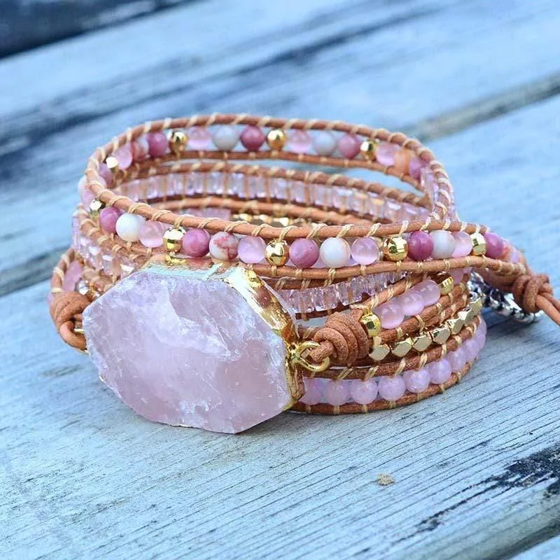 Rose Quartz Wrap Bracelet - Glova