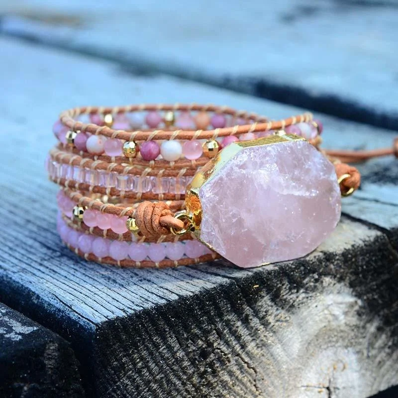 Rose Quartz Wrap Bracelet - Glova