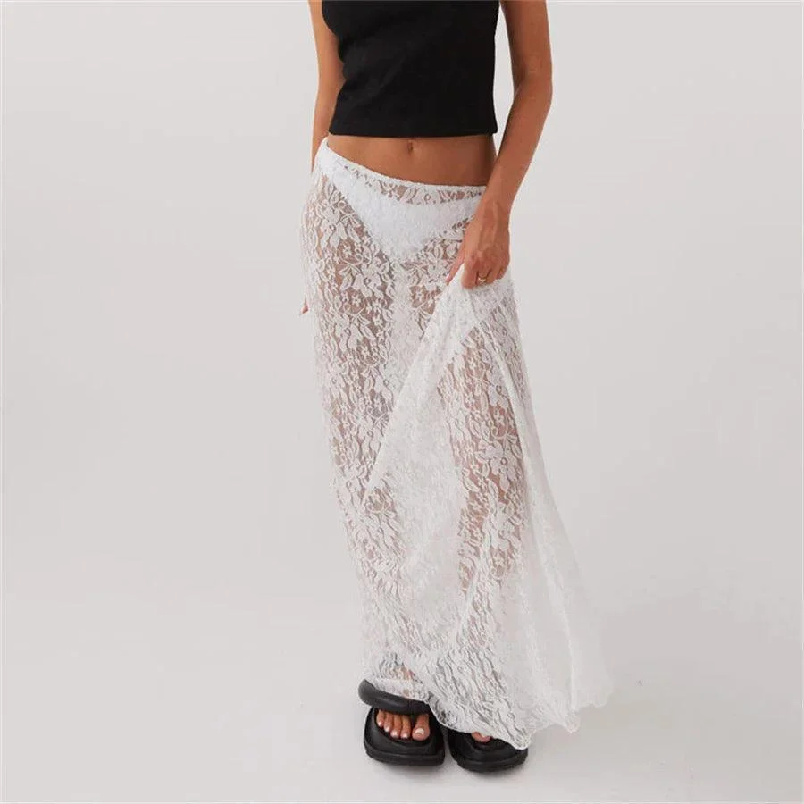 Rossa Floral Lace Maxi Skirts - Glova