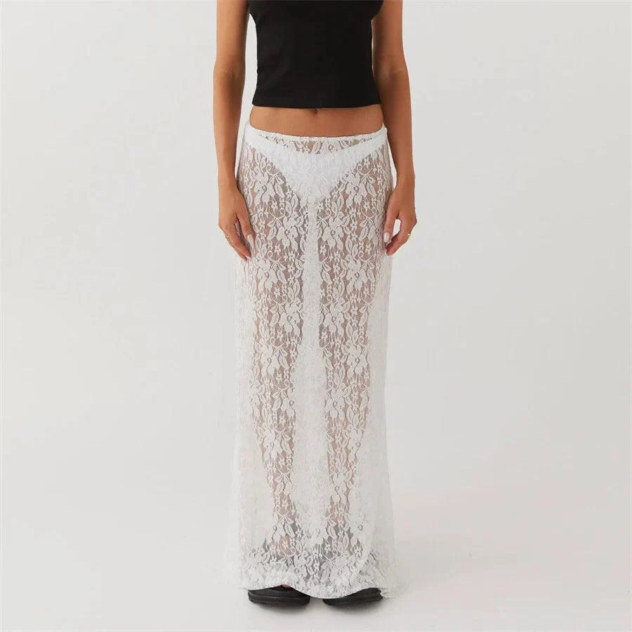 Rossa Floral Lace Maxi Skirts - Glova