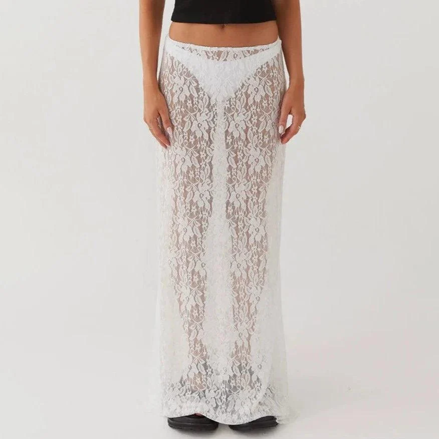 Rossa Floral Lace Maxi Skirts - Glova