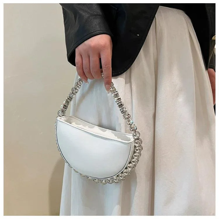 Round Diamond Chain Shiny Evening Bags Women Handbags - Glova