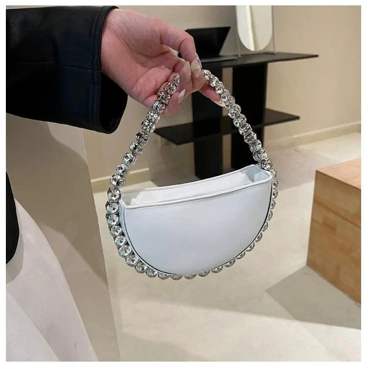 Round Diamond Chain Shiny Evening Bags Women Handbags - Glova