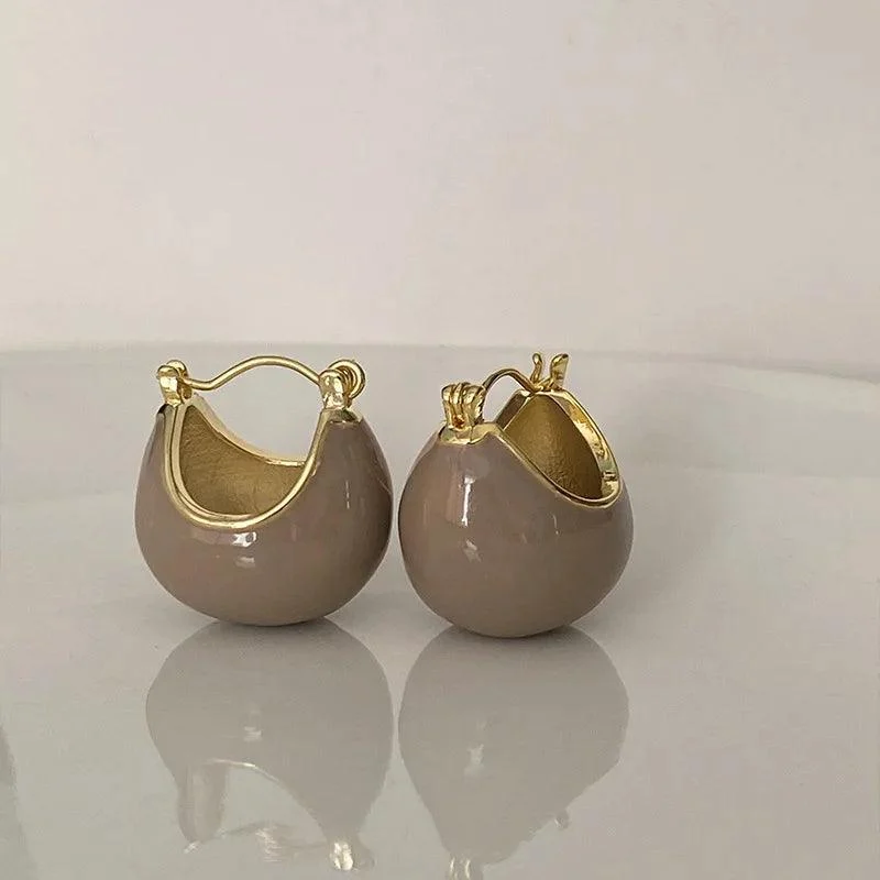 Round Enamel Minimalist Drop Earrings - Glova