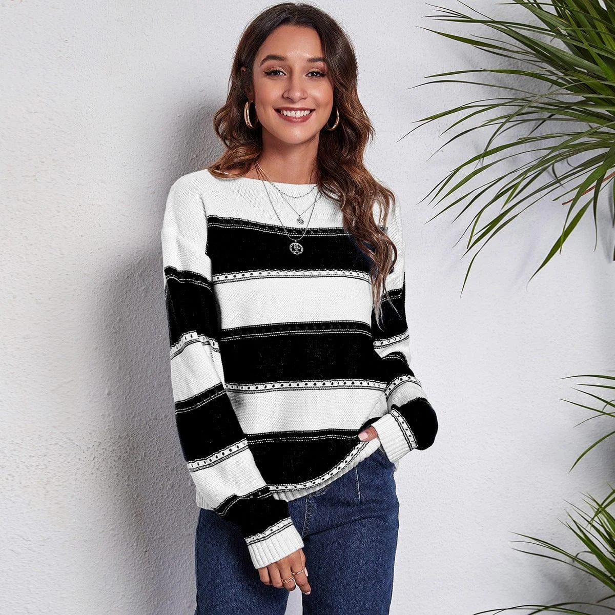 Rowan Off Shoulder Striped Sweater - Glova