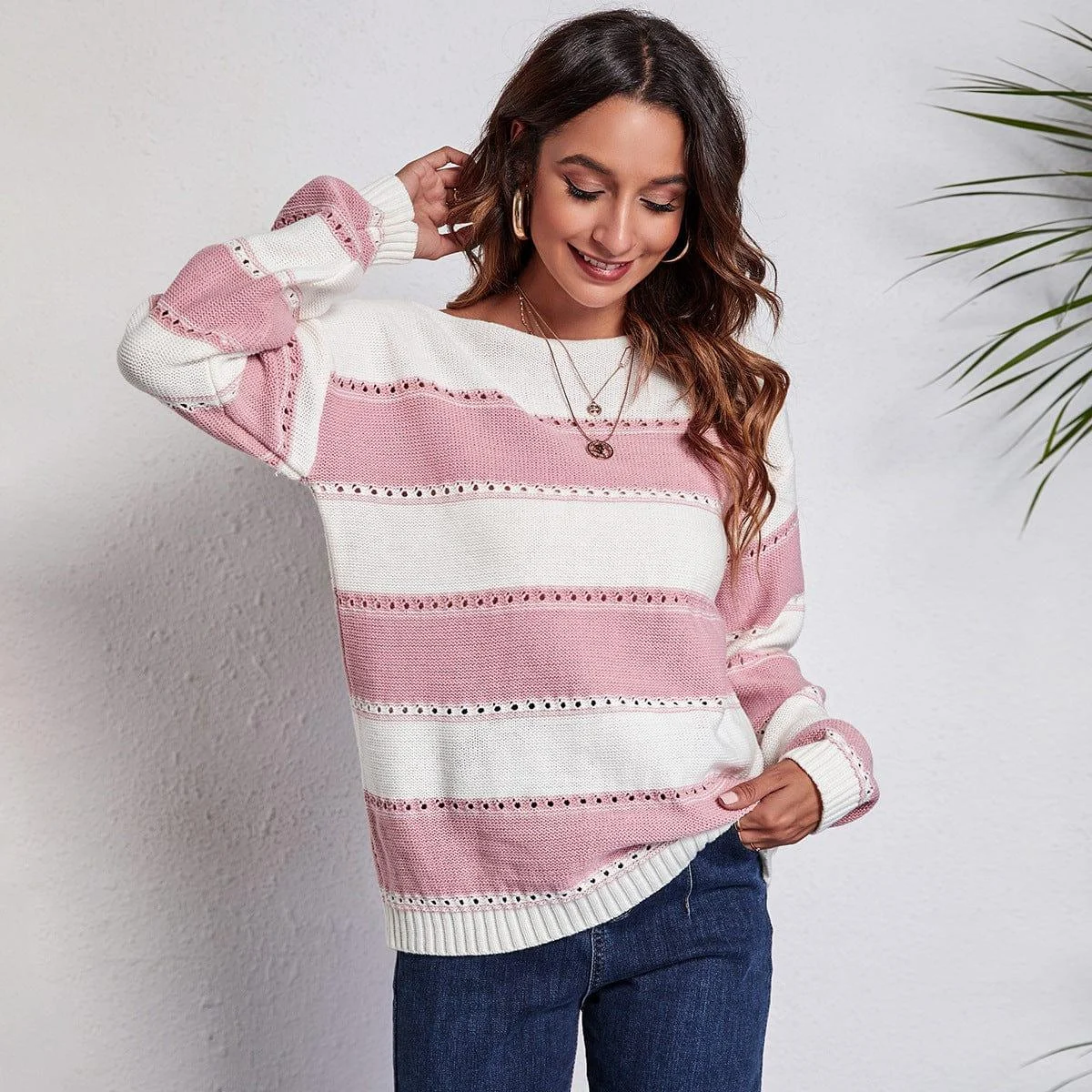 Rowan Off Shoulder Striped Sweater - Glova